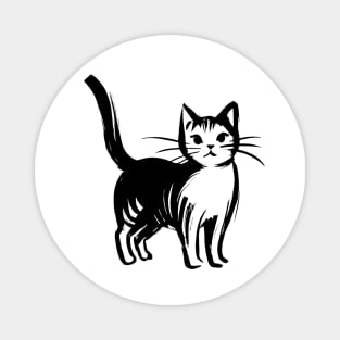 Stick figure cat in black ink Magnet